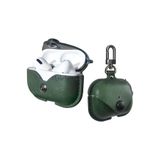 M.TK moveteck 3.Uyumlu Kulaklık Kılıfı Anahtarlıklı Tokalı Pantolon Yaka Askılı Deri Leather, Haki Yeşil, Tek Ebat, ÇantaDeri-airpods3.nesil-yelil