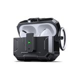 M.TK moveteck Airpods 3.Nesil Uyumlu Karbon Kılıf Askı Aparatlı Kançalı Kilitli OPEN LOOK Basmatik Düğmeli Militar, Siyah, Tek Ebat, airbag35-pro-siyah