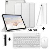 M.TK Moveteck Apple iPad 11 (A16) 2025 10. Nesil 10.9 Uyumlu Smart Flip Kılıf + Bluetoothlu Klavye + Mause + Dokunmatik Kalem Avuç Içi Red Özellikli 5'li Set - iPad A16 / 10. Nesil - Gri