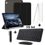 M.TK Moveteck Apple iPad 11 (A16) 2025 10. Nesil 10.9 Uyumlu Smart Flip Kılıf + Bluetoothlu Klavye + Mause + Dokunmatik Kalem Avuç Içi Red Özellikli 5'li Set - iPad A16 / 10. Nesil - Siyah