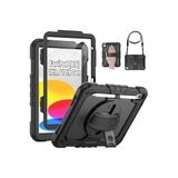 m.tk moveteck Apple iPad 11 (A16) 2025/10. Nesil 10.9" ile Uyumlu Stand Askılı Zırh Tank Defender Kılıf, Siyah