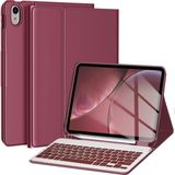 M.TK Moveteck Apple iPad 11. Nesil A16 2025 / 10. Nesil Uyumlu Tablet Klavyeli Kılıf Kablosuz Bluetooth Özellikli Manyetik Standlı Q Kalem Bölmeli Klavyeli Tablet Kılıfı - İpad 10. Nesil 10.9 2022 - Bordo