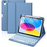 M.TK Moveteck Apple iPad 11. Nesil A16 2025 / 10. Nesil Uyumlu Tablet Klavyeli Kılıf Kablosuz Bluetooth Özellikli Manyetik Standlı Q Kalem Bölmeli Klavyeli Tablet Kılıfı - İpad 10. Nesil 10.9 2022 - Gökyüzü Mavisi