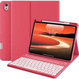 M.TK Moveteck Apple iPad 11. Nesil A16 2025 / 10. Nesil Uyumlu Tablet Klavyeli Kılıf Kablosuz Bluetooth Özellikli Manyetik Standlı Q Kalem Bölmeli Klavyeli Tablet Kılıfı - İpad 10. Nesil 10.9 2022 - Karpuz Kırmızısı