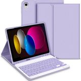 M.TK Moveteck Apple İpad 11.Nesil A16 2025/10. Nesil Uyumlu Tablet Klavyeli Kılıf Kablosuz Bluetooth Özellikli Manyetik Standlı Kapak A3354 A3355 A3356 - İpad 10. Nesil 10.9 2022 - Lila