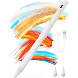 M.TK Moveteck Apple Ipad A16 Air 6/7/8/9/10/11/12. Nesil Avuç Içi Red Özellik Palm Rejection Tablet Kalemi Stylus Yazı Çizim Pen - Beyaz