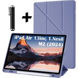 M.tk moveteck Apple Ipad Air 1. Nesil 13 Inç Uyumlu Tablet Kılıf Kalem Bölmeli Standlı Yumuşak Silikon Tablet Kılıfı + Kalem M2 Çip 2024 - Apple İpad Air 1. Nesil 13 inç - Mor