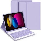 M.tk moveteck Apple Ipad Air 11 Inç 2024 6.nesil Uyumlu Klavyeli Tablet Kılıf Bluetooth Kalem Bölmeli Standlı M2 Çip - Apple İpad Air 11 inç 2024 6.nesil - Lila