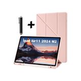 M.TK moveteck Apple İpad Air 11 inç 2024 Uyumlu Kılıf Kalem Bölmeli Uyku Modlu Standlı Yumuşak Silikon + Kalem Set, Kül Pembe, Tek Ebat, TriMArs-Air11-pembe