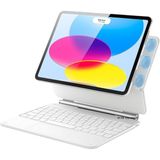 M.TK Moveteck Apple Ipad Air 4/5/6/7 Nesil 10.9/11 Inç Magic Klavye Keyboard Touchpad Q Akıllı Işıklı Manyetik Klavyeli Kılıf M2/M3/M4 Çip - İpad air 4/5/6 - Beyaz