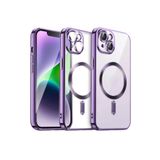 m.tk moveteck Apple iPhone 13-14 ile Uyumlu Kılıf, Magsafe Kablosuz Şarj Destekli, TPU Malzeme, Şeffaf Arka, Renkli Kenar, Mor