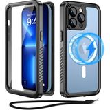 M.TK Moveteck Apple Iphone 13 Pro Kılıf 360 Derece Su Geçirmez Telefon Kılıfı Toz Geçirmez Zırh Tank Kapak Case Military Waterproof Magsafe Destekli Arkası Şeffaf Armour Ip-68 - Siyah