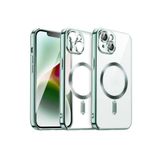 m.tk moveteck Apple iPhone 15 ile Uyumlu Kılıf, Magsafe Kablosuz Şarj Destekli, TPU Malzeme, Şeffaf Arka, Parlak Renkli Kenarlı, Açık Yeşil