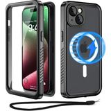 M.TK Moveteck Apple Iphone 15 Plus Kılıf 360 Derece Su Geçirmez Telefon Kılıfı Toz Geçirmez Zırh Tank Kapak Case Military Waterproof Magsafe Destekli Arkası Şeffaf Armour Ip-68 - Siyah
