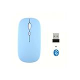 m.tk moveteck Bluetooth Mouse, 2.4G Kablosuz, Tablet Telefon Laptop Windows Uyumlu, Şarjlı Slim, Mavi