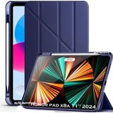 M.TK Moveteck Honor Pad X8B/X8A 11 Inç Uyumlu Tablet Kılıf Yumuşak Kalem Bölmeli Akıllı Uyku Modlu Standlı Kapak - Lacivert