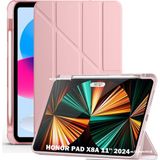 M.TK Moveteck Honor Pad X8B/X8A 11 Inç Uyumlu Tablet Kılıf Yumuşak Kalem Bölmeli Akıllı Uyku Modlu Standlı Kapak - Rose