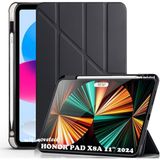 M.TK Moveteck Honor Pad X8B/X8A 11 Inç Uyumlu Tablet Kılıf Yumuşak Kalem Bölmeli Akıllı Uyku Modlu Standlı Kapak - Siyah