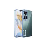 M.TK moveteck Huawei Honor 90 Kılıf Tam Kamera Lens Korumalı Arkası Şeffaf Kenarları Renkli Logo Gösteren Kapak, Mavi, Tek Ebat, omega-honor90-mavi