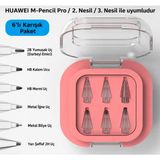 M.TK Moveteck Huawei M-Pencil Pro/2. ve 3.nesil Ile Uyumlu Dayanıklı 6 Yedek Uçları ve Saklama Kutusu Çantası - Pembe