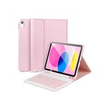 M.TK moveteck Ipad 10. Nesil 10.9 Uyumlu Tablet Klavyeli Kılıf Kablosuz Bluetooth Özellikli Kalem Bölmeli Manyetik, pembe, Tek Ebat, keyboard10.nesilpembe