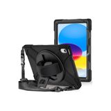 m.tk moveteck iPad 10. Nesil 10,9 inç ile Uyumlu Kılıf, Defender Standlı, Yumuşak Silikon, Boyun Askılı, Siyah