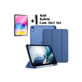 m.tk moveteck iPad 11 (A16) 2025 ile Uyumlu Smart Kılıf, Kalem Bölmeli, Ekran Koruyucu Cam, Kalem Set, Lacivert