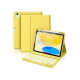 m.tk moveteck iPad 11. Nesil A16 2025/10. Nesil 10.9 ile Uyumlu Tablet Klavyeli Kılıf, Kablosuz Bluetooth, Kalem Bölmeli, Sarı