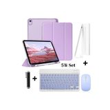 m.tk moveteck iPad 11. Nesil A16/10. Nesil 10.9 ile Uyumlu Flip Kılıf, Bluetooth Klavye, Mouse ve Stylus Kalem Seti, Lila