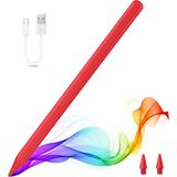 M.TK Moveteck iPad A16 Air 6/7/8/9/10/11/12. Nesil Avuç Içi Red Palm Rejection Tablet Kalemi Stylus Yazı Çizim Pen - Kırmızı