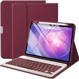 M.TK Moveteck Ipad Air 11 6.7.8. Nesil Air 4/5 Uyumlu Klavyeli Tablet Kılıfı Bluetooth Özellikli Kalem Yuvalı Stand M2/m3/m4 - İpad Air 11 M2/M3/M4 - Bordo