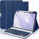 M.TK Moveteck Ipad Air 11 6.7.8. Nesil Air 4/5 Uyumlu Klavyeli Tablet Kılıfı Bluetooth Özellikli Kalem Yuvalı Stand M2/m3/m4 - İpad Air 11 M2/M3/M4 - Gök Mavisi