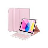 M.TK moveteck İpad Air 11 inç 2024 6.nesil Uyumlu Klavyeli Tablet Kılıf Bluetooth Kalem Bölmeli Standlı, pembe, Tek Ebat, keyboard-air6-pembe