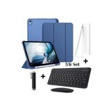 m.tk moveteck iPad Air 11 inç ile Uyumlu Flip Kılıf, Bluetooth Klavye, Mouse ve Stylus Kalem Seti, Lacivert