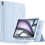 M.TK Moveteck ipad Air 11 M2/M3/M4 Ipad Air 4/5/6/7. Nesil Magic Manyetik Klavyeli Kılıf Slim Mıknatıslı Ön Kapak Tutuculu Stand - Mavi - Air 4 5 6 7