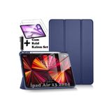 M.TK moveteck İpad Air 13 2024 Uyumlu Kılıf Akıllı Smart Uyku Modlu Kalem Bölmeli Renkli Standlı + Cam + Kalem Set, Lacivert, Tek Ebat, KalemlikliSmartSET-air13-lacivert
