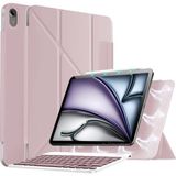 M.TK Moveteck Ipad Air 13 M4/M3/M2 Kılıf 2024 2025 2026 Magic Klavyeli Slim Kılıf Mıknatıslı Kalem Kilit Tutuculu Akıllı Standlı Kapak - Rose Gold