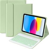 M.TK Moveteck Ipad Air 4/5/6/7 Nesil Air 11 M2/M3/M4 Uyumlu Tablet Klavyeli Kılıf Bluetooth Kalem Bölmeli Stand - Açık Yeşil - İpad Air 11 M2/M3/M4