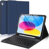 M.TK Moveteck Ipad Air 4/5/6/7 Nesil Air 11 M2/M3/M4 Uyumlu Tablet Klavyeli Kılıf Bluetooth Kalem Bölmeli Standlı - Lacivert - İpad Air 11 M2/M3/M4