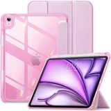 M.tk moveteck İpad Air 4/5/6/7 Nesil ipad Air 11 M2/M3/M4 Kılıf Magnetik Kalem Şarj Bölmeli Uyku Modlu Şeffaf - Pembe - Apple İpad Air 11 M2/M3/M4