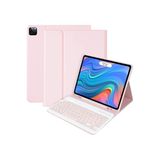 M.TK moveteck İpad Pro 13 Inç M4 Çip 2024 Uyumlu Bluetooth Özellikli Standlı Kalem Bölmeli Klavyeli Kılıf, pembe, Tek Ebat, klavye-pro13inç-pembe