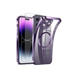 m.tk moveteck iPhone 11 Pro ile Uyumlu Manyetik Şeffaf Silikon Kılıf, MagSafe, Kablosuz Şarj, Mor