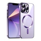 m.tk moveteck iPhone 11 Pro Max ile Uyumlu Kılıf, MagSafe Kablosuz Şarj Destekli, Şeffaf Arka, Parlak Renkli Kenarlı, Mor