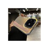 M.TK moveteck İphone 12 Kılıf Boncuklu Parlak Hologramlı Sıvı Kum Taşlı Metal Çerceveli Hassas Butonlu Pul Silikon, Pembe, Tek Ebat, kumul-12-pembe