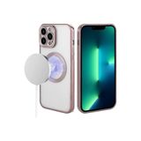 m.tk moveteck iPhone 13 Pro Max ile Uyumlu Kılıf, Manyetik Magsafe Halkalı, Kamera Koruma, Parlak, Rose Gold