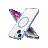 m.tk moveteck iPhone 14 ile Uyumlu Kılıf, Kamera Lens Tam Korumalı, Yuvarlak Halkalı, Parlak Kenar, Mavi