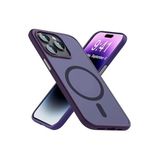 m.tk moveteck iPhone 14 Pro Max ile Uyumlu Kılıf, Kamera Çıkıntılı, Mat Kenar Çerçeve, Parmak İzi Yapmaz, Derin Mor