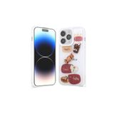 M.TK moveteck İphone 14 Pro Max Kılıf Emoji Ayıcık Desenli Kabartmalı Karakterli Figürlü Parlak Coffe Şeker Siliko, Beyaz, Tek Ebat, cevze-14promax-beyaz