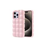 M.TK moveteck İphone 15 Pro Kılıf Baklava Desenli Yeni Modo Parlak Yumuşak Renkli Puf Silikon Kamera Çıkıntılı, Pembe, Tek Ebat, domdom-15pro-pembe