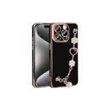 M.TK moveteck İphone 15 Pro Max Kılıf Kenarları Gold Detaylı Kalp Desenli El Geçmeli Parlak Renkli Yumuşak Silikon, Siyah, Tek Ebat, taka-15promax-siyah1